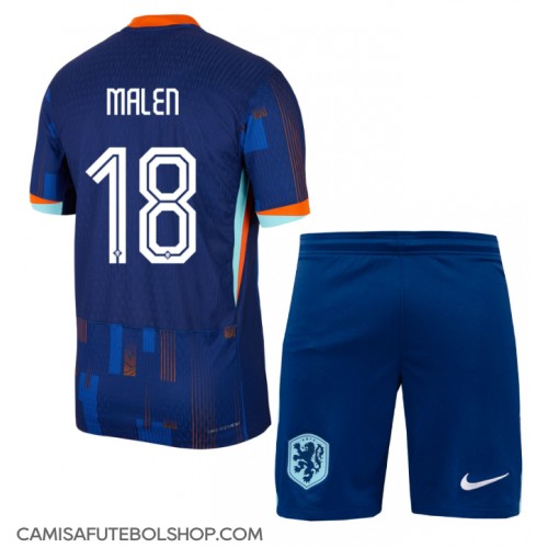 Camisa de time de futebol Holanda Donyell Malen #18 Replicas 2º Equipamento Infantil Europeu 2024 Manga Curta (+ Calças curtas)